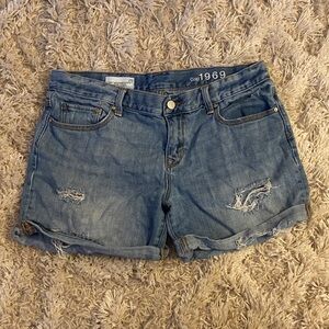 GAP Distressed Denim Boyfriend Shorts